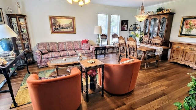 1017 Hickory Ave, Rockport, TX 78382 - living room featuring crown molding and wood finished floors