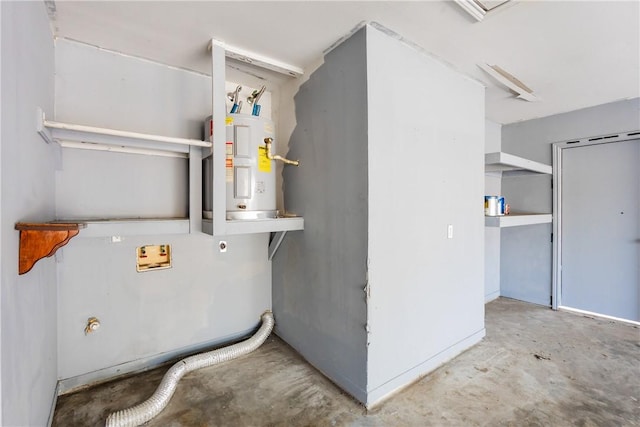 utility room with electric water heater