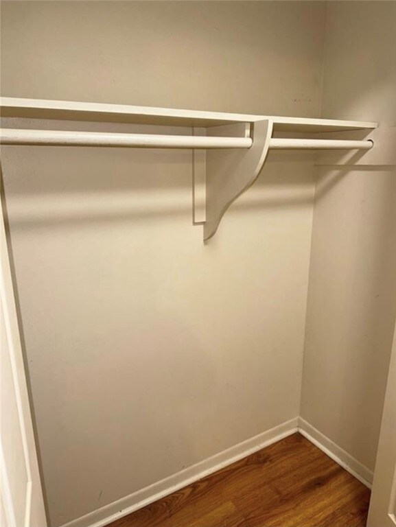 walk in closet featuring dark hardwood / wood-style floors