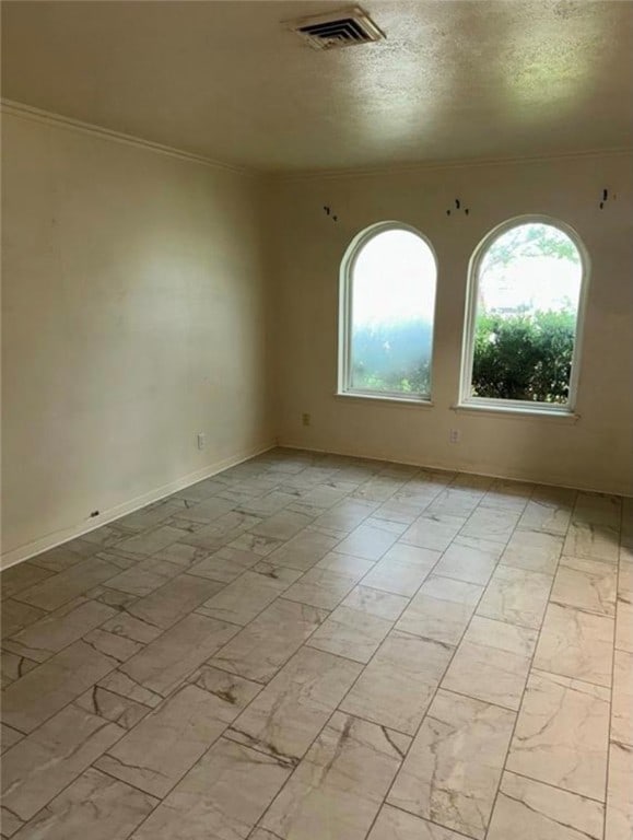 spare room featuring crown molding