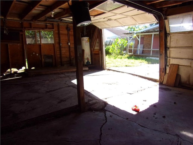 garage with gas water heater