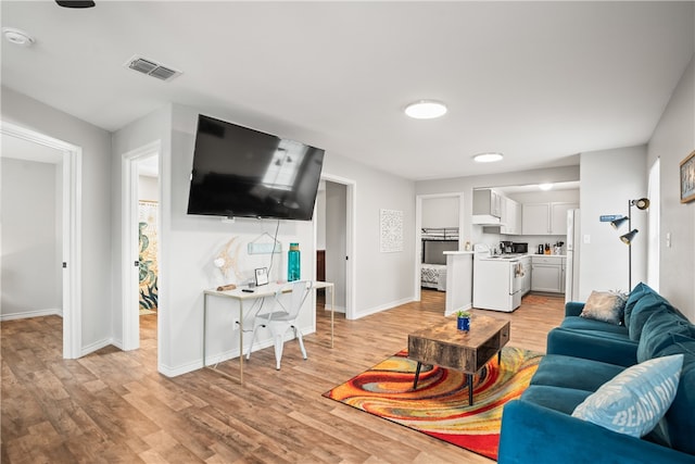 living room with light wood-type flooring