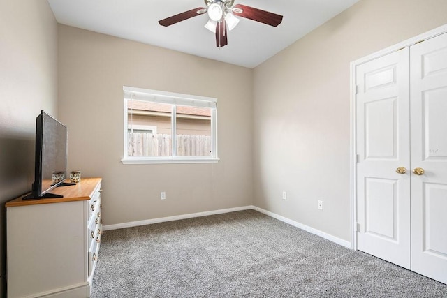 7558 Angelwing Dr, Corpus Christi, TX 78414 - unfurnished bedroom featuring carpet floors, baseboards, and a ceiling fan