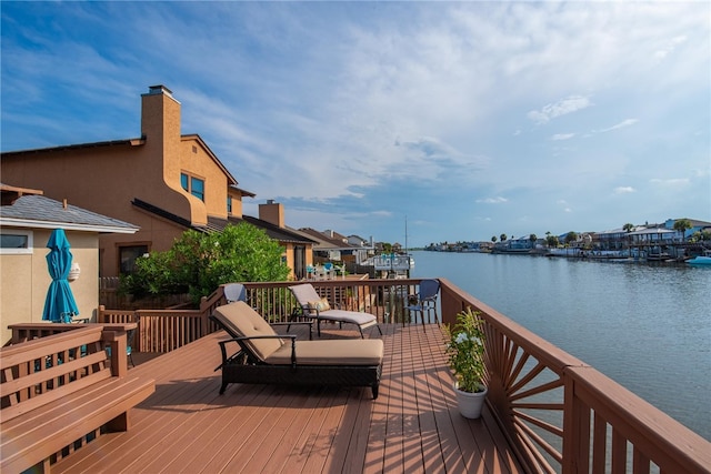 deck with a water view