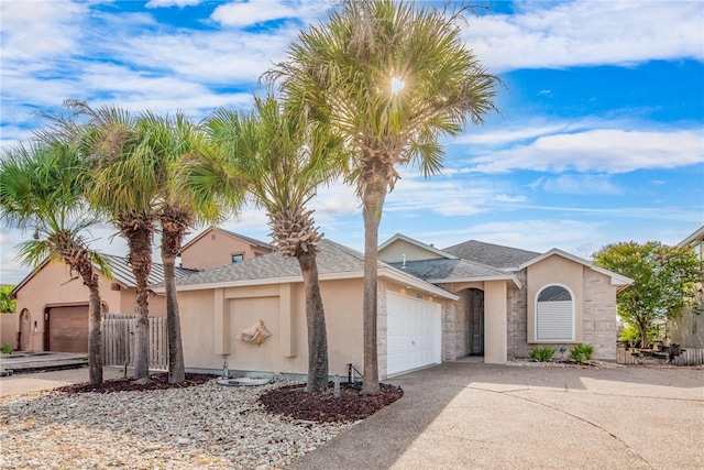 single story home featuring a garage