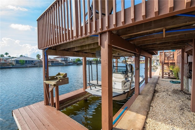 view of dock featuring a water view