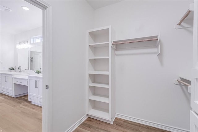 spacious closet with light wood-type flooring