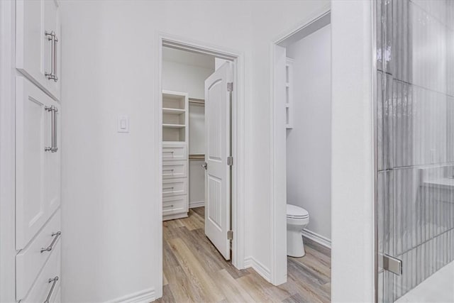 bathroom with wood-type flooring and toilet