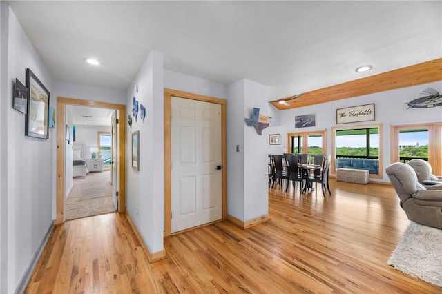 178 Smyth St, Port Oconnor, TX 77982 - entrance foyer featuring light wood-type flooring, baseboards, and recessed lighting