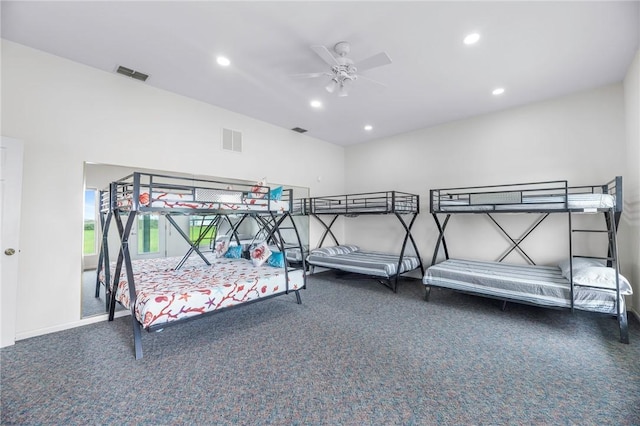 178 Smyth St, Port Oconnor, TX 77982 - carpeted bedroom featuring recessed lighting, baseboards, and ceiling fan