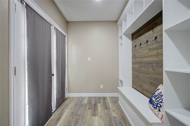 mudroom featuring light hardwood / wood-style floors