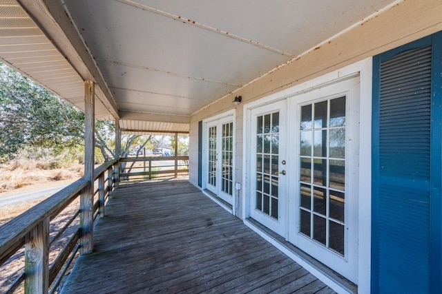 wooden terrace with french doors