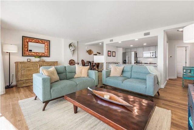 living room featuring light hardwood / wood-style flooring