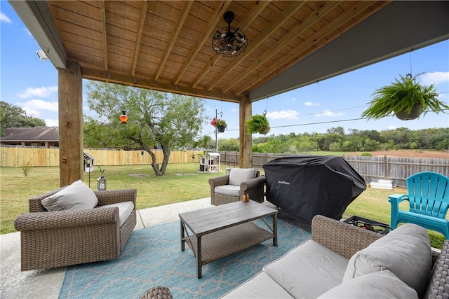 view of patio featuring outdoor lounge area and area for grilling