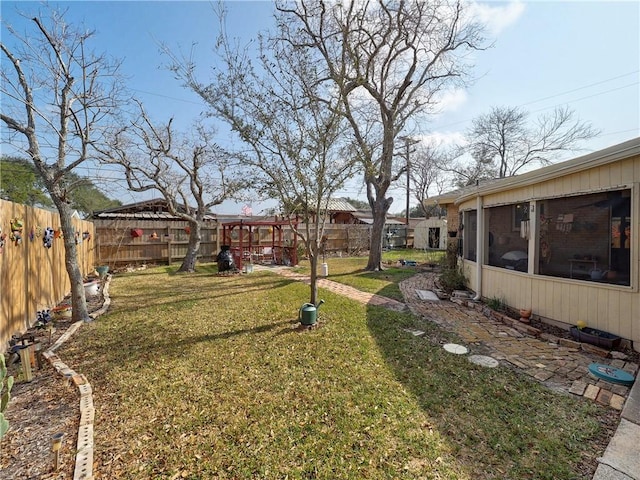 view of yard with a gazebo