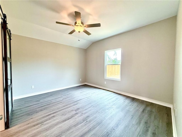 1108 N Staples St, Corpus Christi, TX 78401 - spare room with baseboards, wood finished floors, a ceiling fan, and lofted ceiling