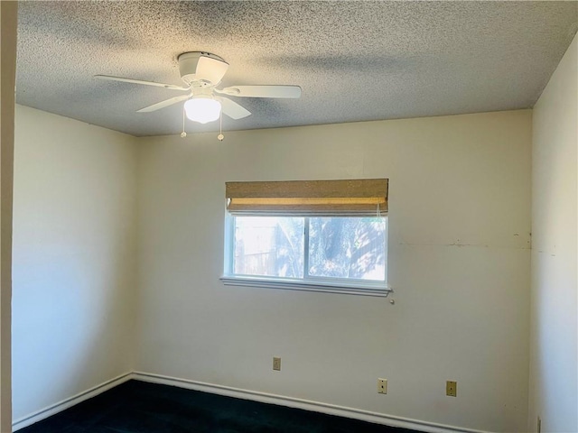 spare room featuring ceiling fan and a textured ceiling