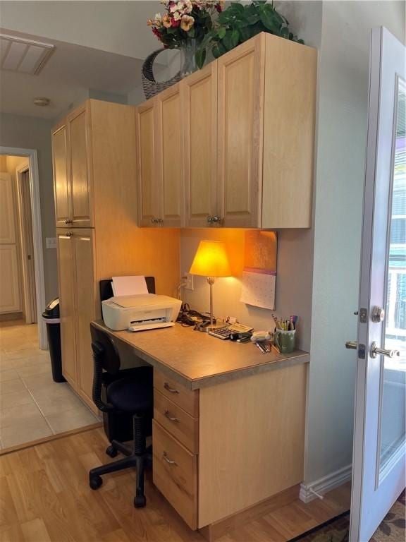 office area featuring light wood-type flooring