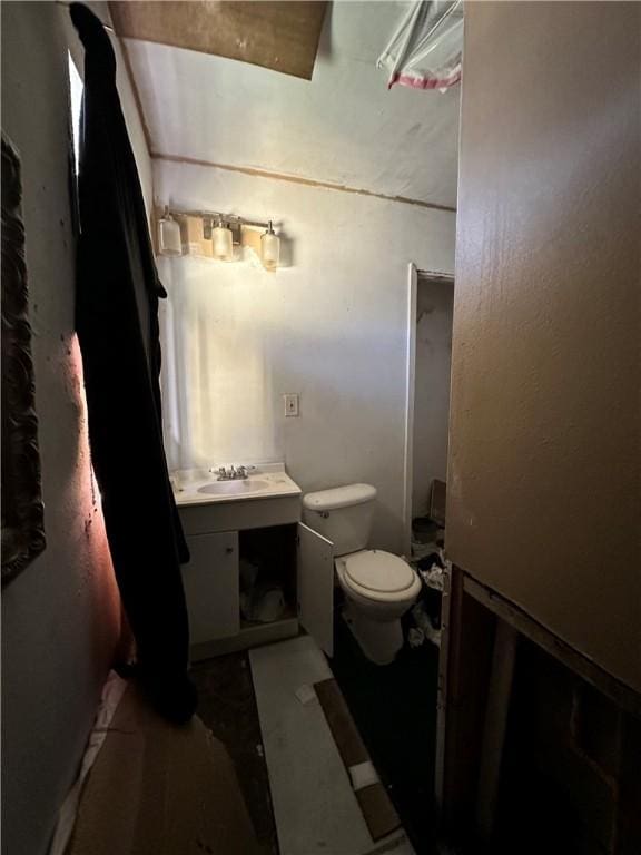 bathroom with toilet and vanity