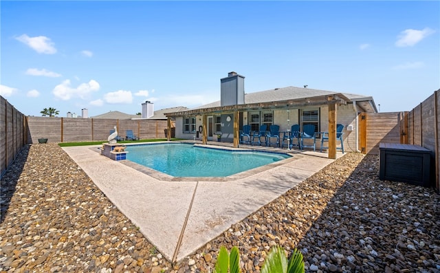 view of pool featuring a fenced in pool, a patio area, and a fenced backyard