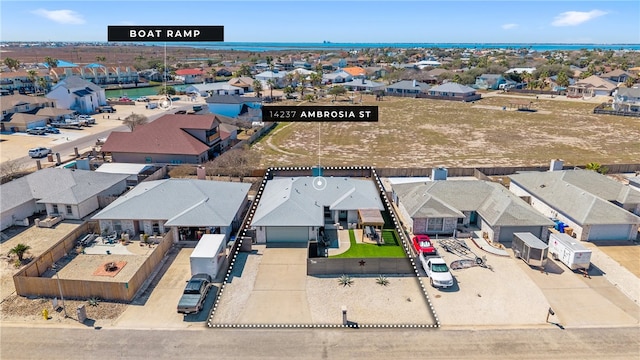 aerial view with a residential view