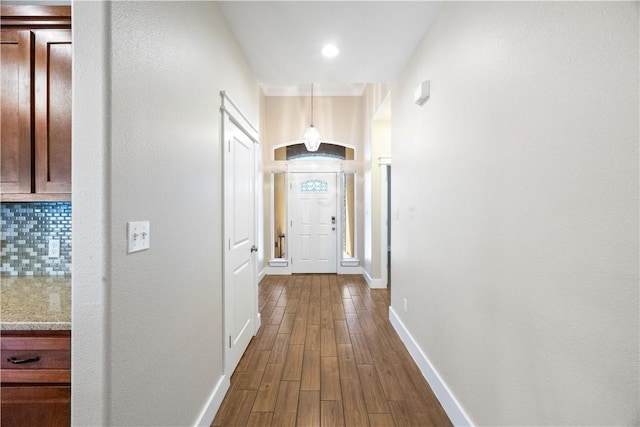 2342 Vaughan Dr, Corpus Christi, TX 78414 - hall with dark wood-style flooring and baseboards