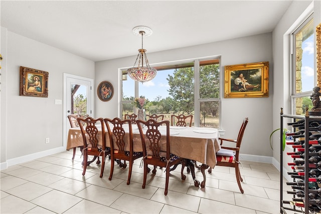 dining room with light tile patterned floors