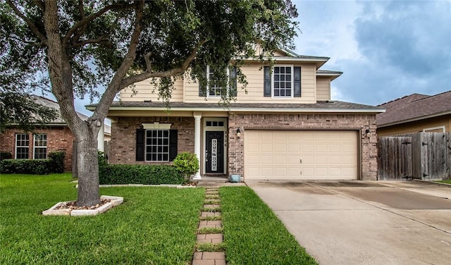 2526 Whirlwind St, Corpus Christi, TX 78414 - view of front of house with brick siding, concrete driveway, and an attached garage