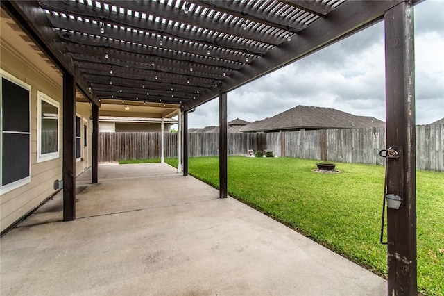 2526 Whirlwind St, Corpus Christi, TX 78414 - fenced backyard with a patio area and a pergola