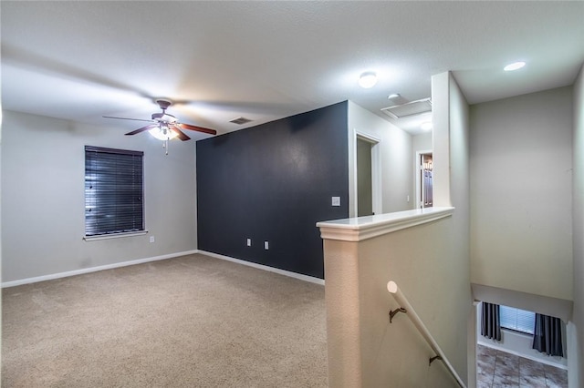 2526 Whirlwind St, Corpus Christi, TX 78414 - empty room featuring ceiling fan, carpet, and attic access