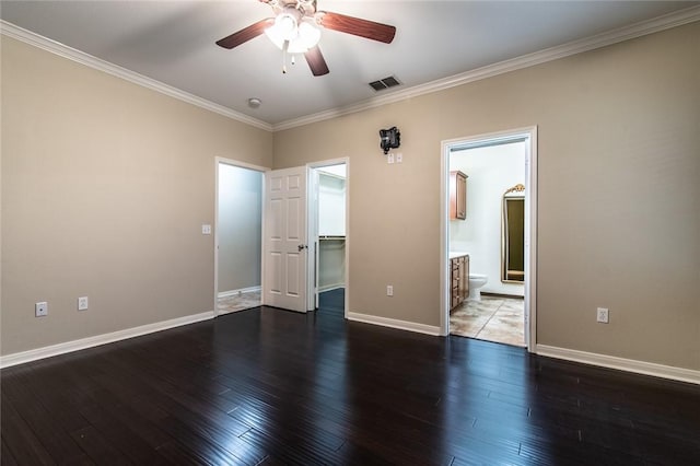 2526 Whirlwind St, Corpus Christi, TX 78414 - empty room with a ceiling fan, ornamental molding, and wood finished floors