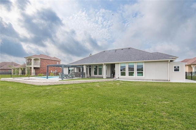 6406 Legacy Pt, Corpus Christi, TX 78414 - back of property with a lawn, a patio area, fence, and a pergola