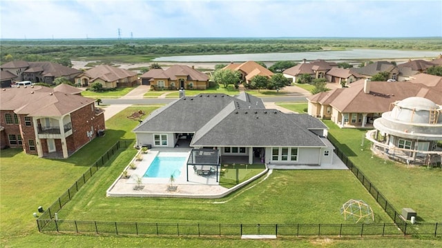 6406 Legacy Pt, Corpus Christi, TX 78414 - exterior space featuring a patio, a fenced backyard, a lawn, and a residential view