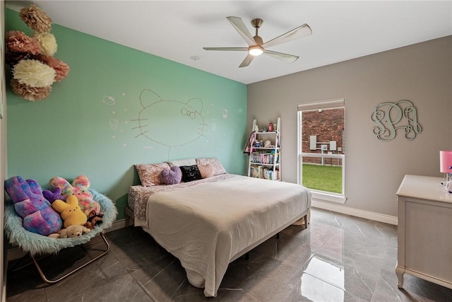 6406 Legacy Pt, Corpus Christi, TX 78414 - bedroom with baseboards, ceiling fan, and marble finish floor