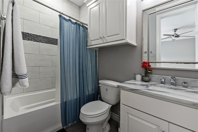 6406 Legacy Pt, Corpus Christi, TX 78414 - full bath featuring toilet, ceiling fan, shower / bath combo with shower curtain, and vanity