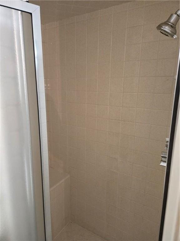 bathroom featuring a shower stall