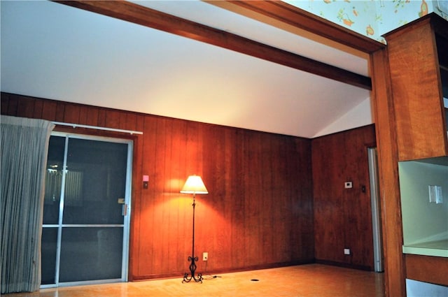 interior space with wood walls
