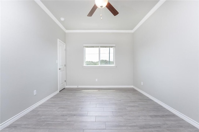 8233 Yosemite Dr, Corpus Christi, TX 78414 - spare room with ceiling fan, ornamental molding, wood finished floors, and baseboards