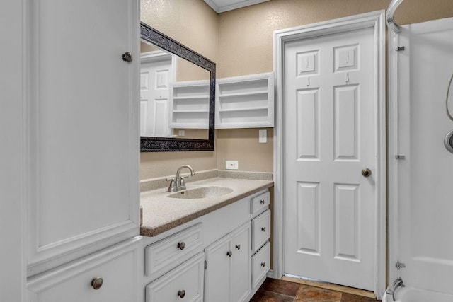 bathroom with vanity and shower / bath combination