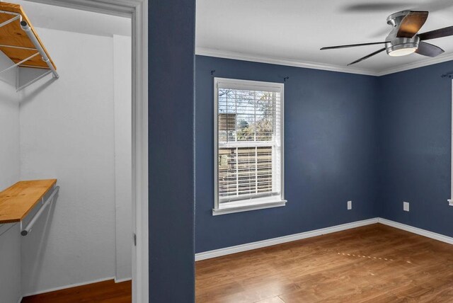 interior space featuring ceiling fan and wood-type flooring