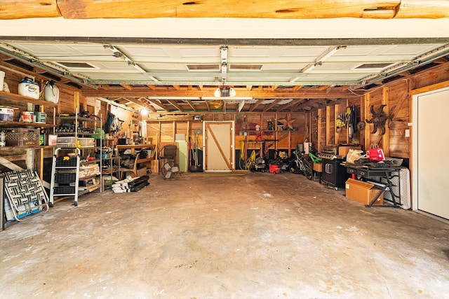 garage featuring a workshop area