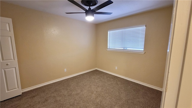 unfurnished room featuring carpet floors and ceiling fan