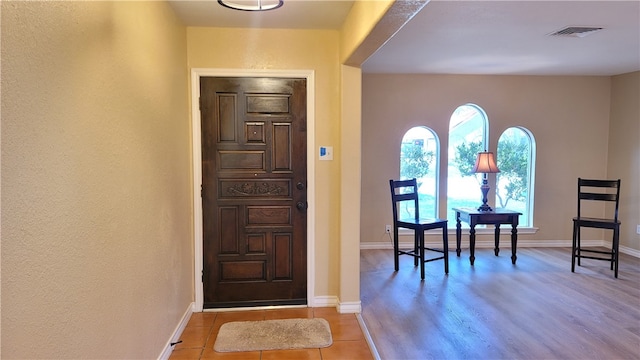 foyer featuring light wood-type flooring