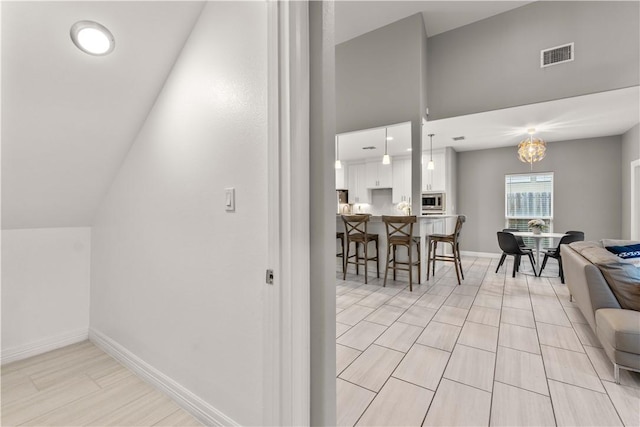 interior space featuring lofted ceiling