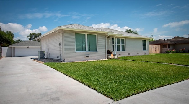 322 Williamson Pl, Corpus Christi, TX 78411 - ranch-style house featuring an outdoor structure, a front lawn, and a garage