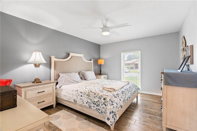 3818 Kingston Dr, Corpus Christi, TX 78415 - bedroom with wood finished floors and ceiling fan