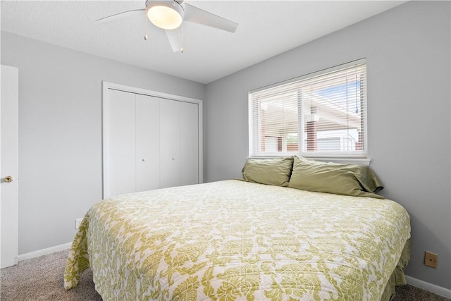 3818 Kingston Dr, Corpus Christi, TX 78415 - carpeted bedroom featuring a closet and ceiling fan