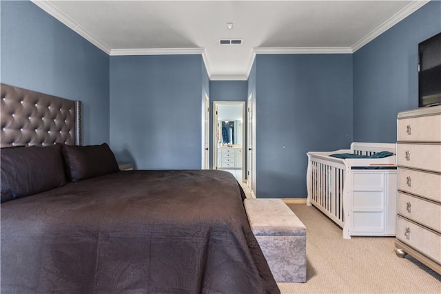 7401 Blue Lake Dr, Corpus Christi, TX 78413 - bedroom featuring light colored carpet and ornamental molding