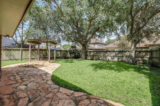 7421 Blue Lake Dr, Corpus Christi, TX 78413 - fenced backyard with a pergola and a patio