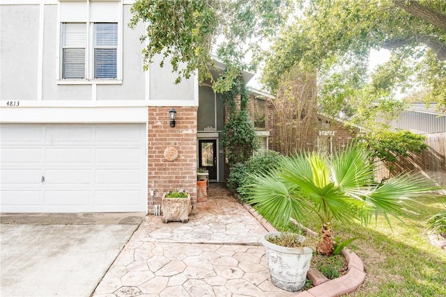 property entrance with a garage